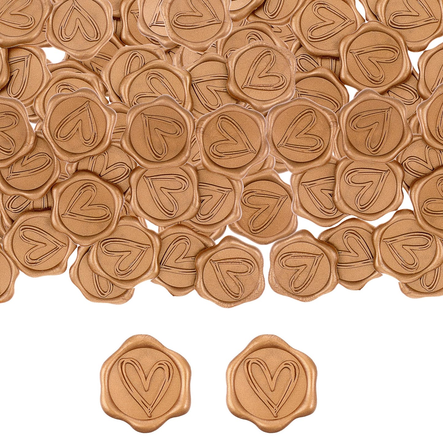 Gold Wax Seal Stickers 25Pcs Heart Envelope Seal Stickers Adhesive Sealing Stickers Decoration for Wedding Invitation Birthday Party Gift Wrapping