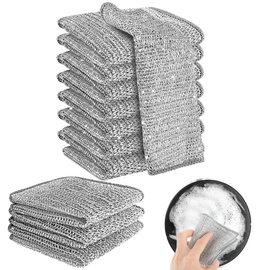 8 Pcs Wire Cleaning Cloths Multifunctional Non-scratch Wire Dishcloth Soft Microfiber Dishwashing Rags for Wet and Dry Wire Miracle Cleaning Cloths Reusable Mesh Dish Cloth for Kitchen Washing Dishes