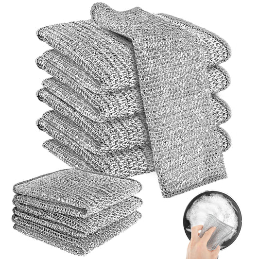Lusofie 5PCS Stainless Steel Wire Scrubbing Cloths Circularcite Multipurpose Wire Miracle Cleaning Wipes Dishwashing Rags For Wet And Dry Wire Dishcloths For Kitchen Cleaning Dwipe Something