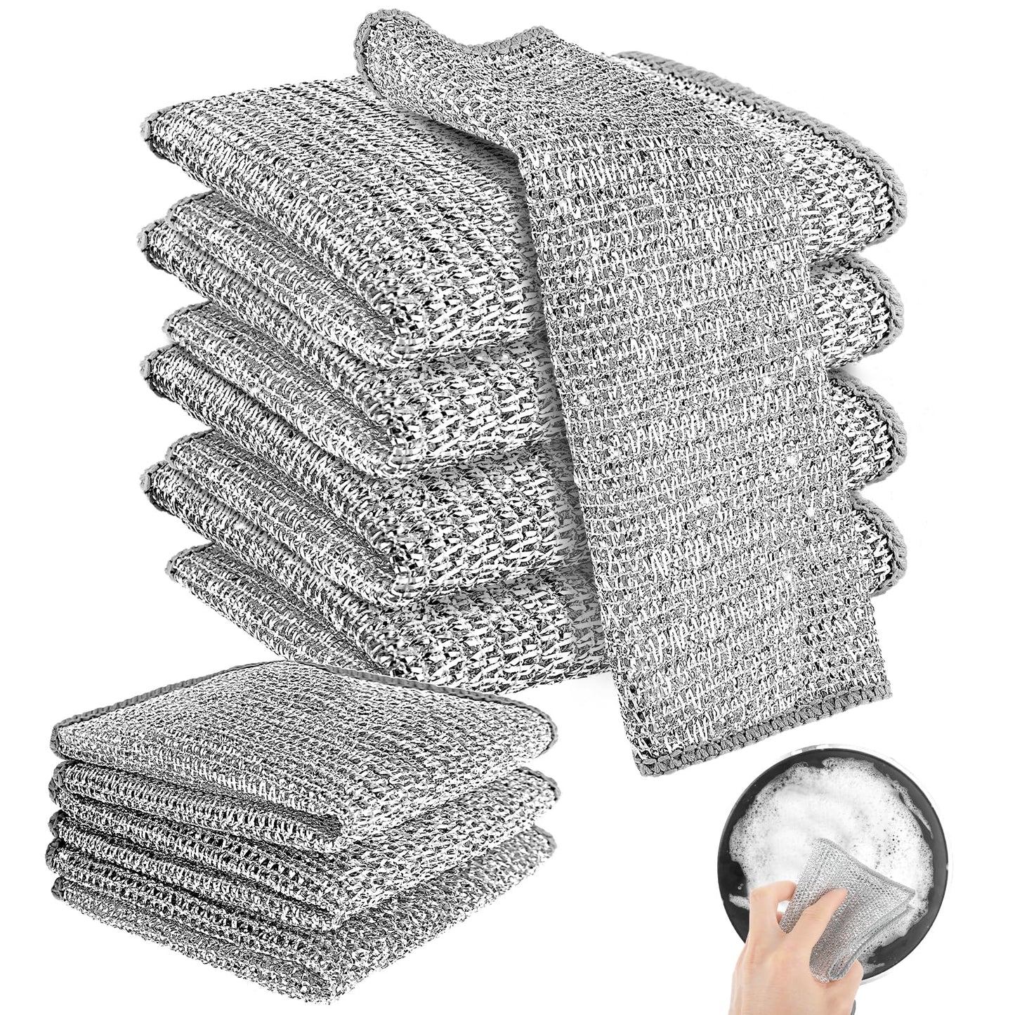 Lusofie 5PCS Stainless Steel Wire Scrubbing Cloths Circularcite Multipurpose Wire Miracle Cleaning Wipes Dishwashing Rags For Wet And Dry Wire Dishcloths For Kitchen Cleaning Dwipe Something