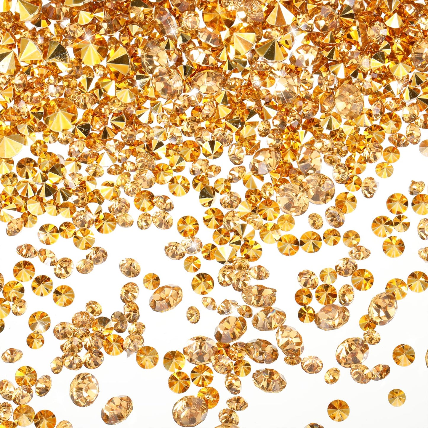 Pack of 10000 Clear Scatter Crystals Rhinestones for Wedding Table Shakers, Acrylic Diamonds, Table Decoration, Wedding Crystals for Vase Filler Party (3 mm, 4 mm, 6 mm) (Gold)