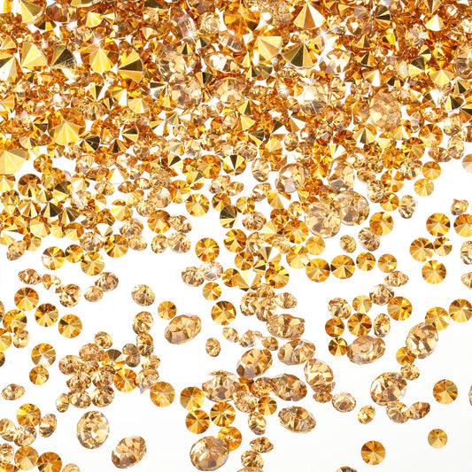 Pack of 10000 Clear Scatter Crystals Rhinestones for Wedding Table Shakers, Acrylic Diamonds, Table Decoration, Wedding Crystals for Vase Filler Party (3 mm, 4 mm, 6 mm) (Gold)