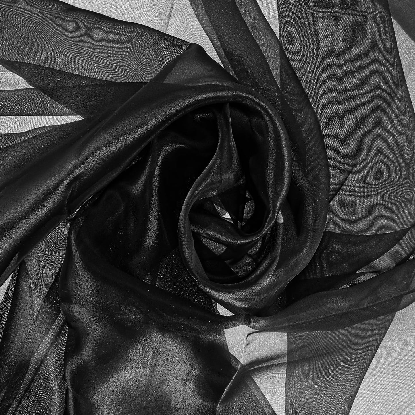 Black Organza Fabric 2 Yards Long 59" Wide Silk Organza Fabric Bridal Solid Sheer Bolt for Wedding Dress Fashion Craft Decorations