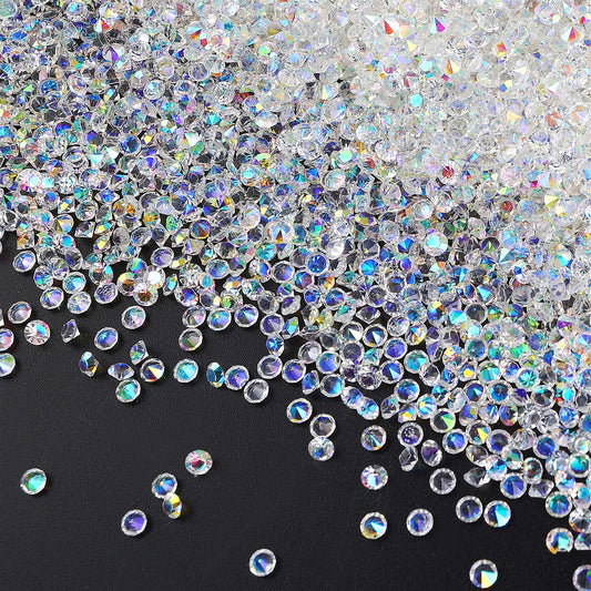 Lusofie 14400Pcs Acrylic Clear Diamond 3MM Rhinestones Vase Fillers Small Diamond Confetti Crystal Ab Rhinestones for Table Centerpiece Wedding Party Birthday Decorations