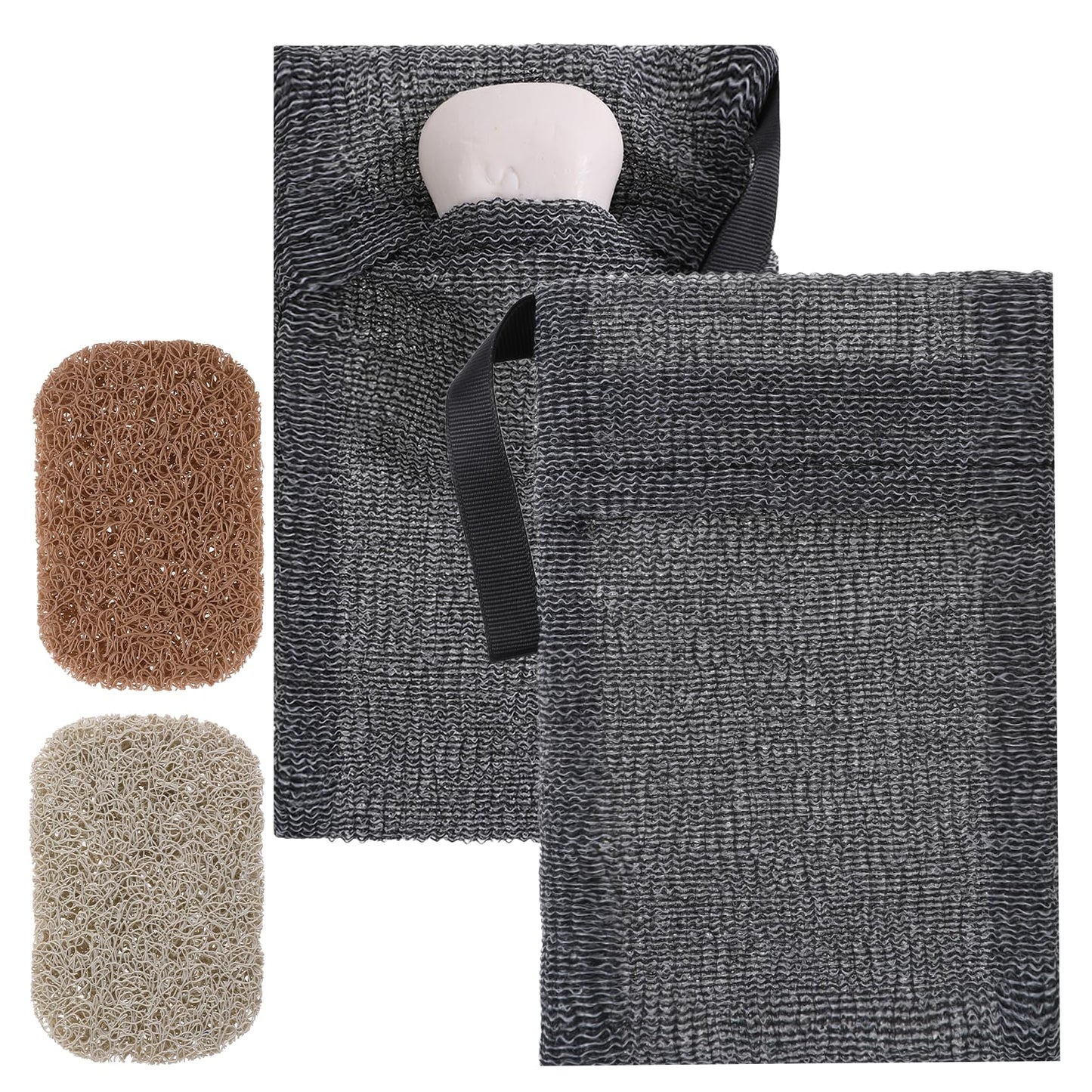 Soap Saver Bag Set-2 Pack Bar Soap Pouch and 2 Pcs Soap Lifting Pads Mesh Exfoliating Soap Bag Foaming Bar Soap Pouches for Large Bar Soap or Leftover Bits