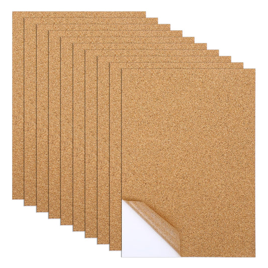 10 Pack Self-Adhesive Cork Sheet 11.2 x 7.8 Inch Thin Cork Sheets with Strong Adhesive Backing for DIY Crafts Wall Decor Wedding Party Tabletop Decoration