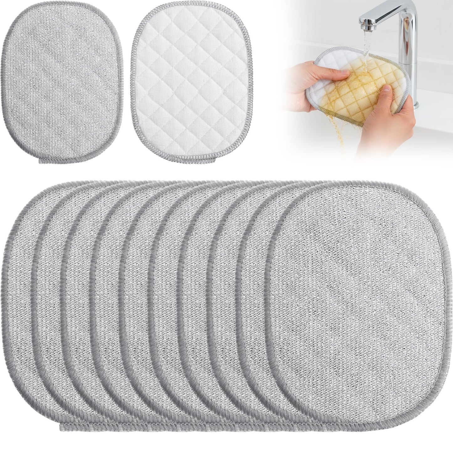 Pack of 10 Multifunctional Wire Dishcloths, Double-Sided Cleaning Cloth, Round Dishcloths, Washable, Reusable Scourer, Wire Tea Towel for Kitchen, Sink, Pots