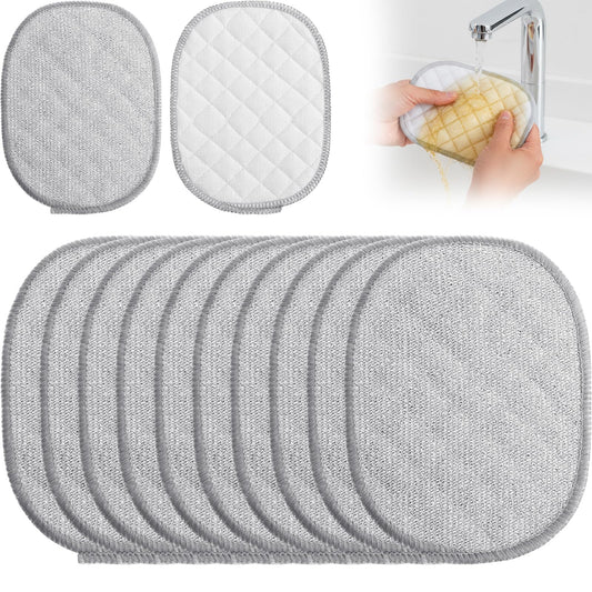 Pack of 10 Multifunctional Wire Dishcloths, Double-Sided Cleaning Cloth, Round Dishcloths, Washable, Reusable Scourer, Wire Tea Towel for Kitchen, Sink, Pots
