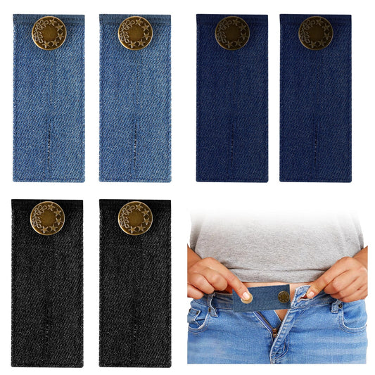 6 Pcs Elastic Waist Extenders,Adjustable Waist Extension Buttons Waistband Extender Maternity for Trouserss, Shorts, Jeans, Skirts (3 Colors)