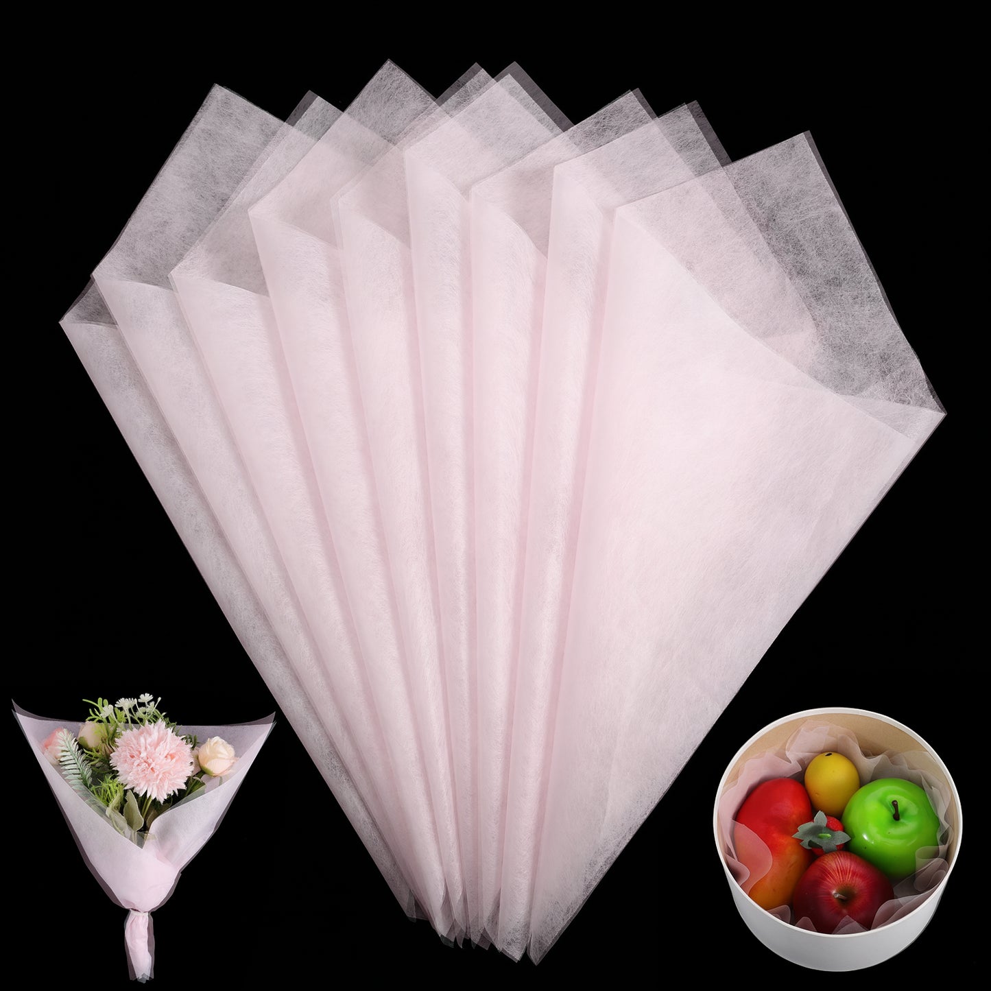 40 Sheets Tissue Flower Wrapping Paper, Light Pink 11.8"x11.8" Floral Tissue Paper, Waterproof Pleated Withdrawable Bouquet Wrappings Papers for Florist Packaging Bouquet Arrangement Gift DIY Wrapping