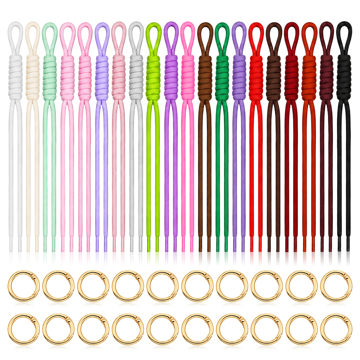 20 Pack Rope Keychain Paracord Keychain, Colorful Braided Nylon Bag Charms