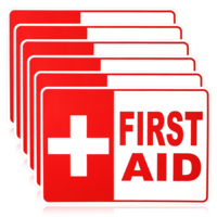 6Pcs First Aid Sticker, Self-Adhesive First Aid Sign, Waterproof Emergency Firsts Aids Kit Sticker Decals for Home, Schools, Car, Office, Business(6X 4.2inch)