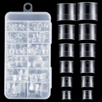 240PCS Clear Toe Tips with Storage Box, Square Acrylic Toenail Tips, 12 Sizes Nail Tip for Acrylic Nails, Full-Coverage, For Use in Nail Salons, Creative DIY Nails Art