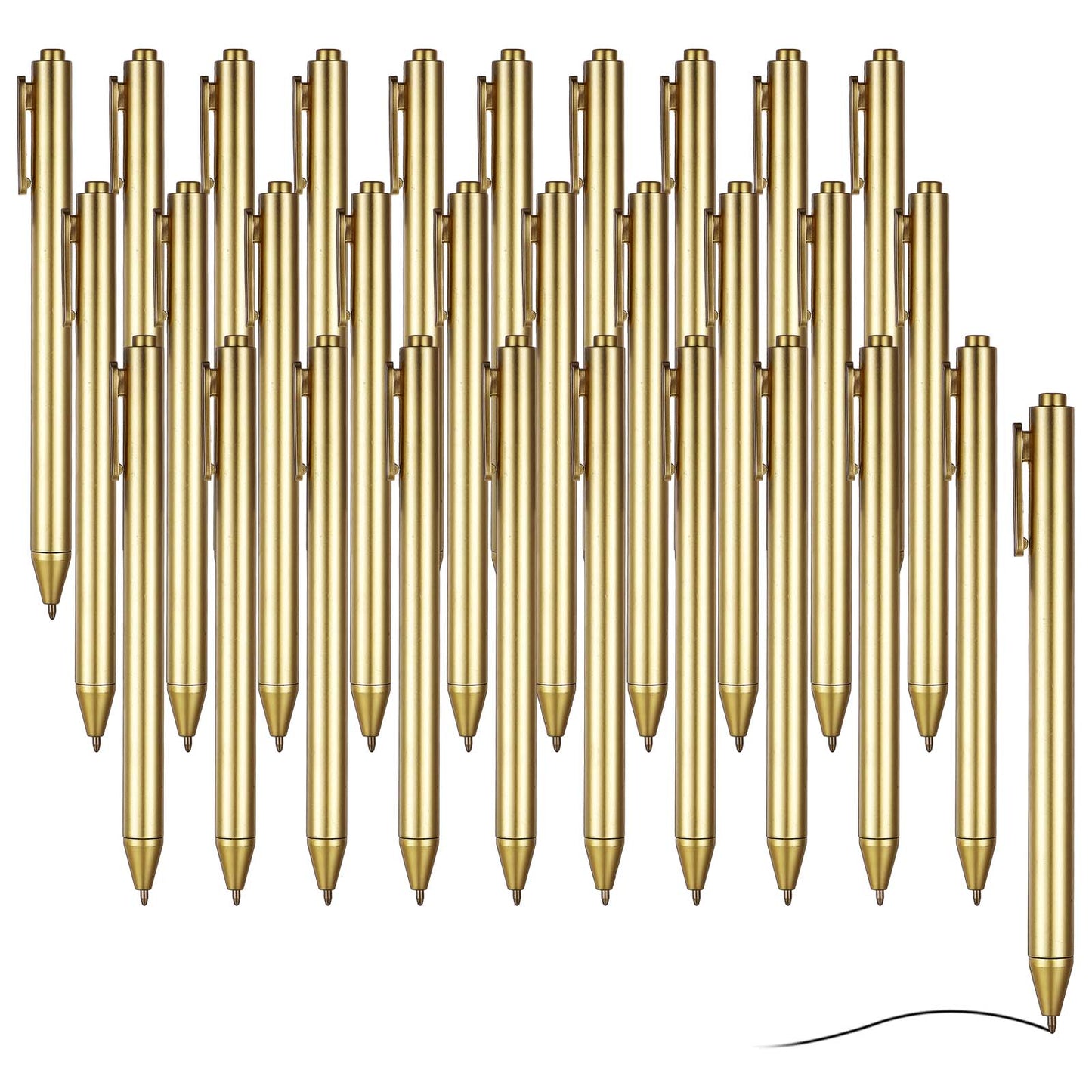 Tucnoeu 30 pcs Gold Ballpoint Pens, Retractable Slim Ballpoint Pens, Black Ink Biro Pen, Mini Pen Bulk for Hotel Bank Counter School Office Supplies