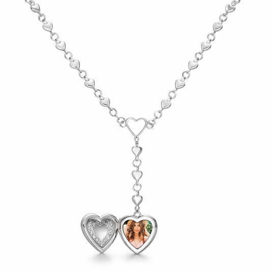 Stainless Steel Personalized Love Heart Locket Necklace, Memory Photo Holder with Metal Chain, Vintage Engraved Flower Empaistic Carved Pattern Heart Pendant Necklace for DIY Crafts and Gifts