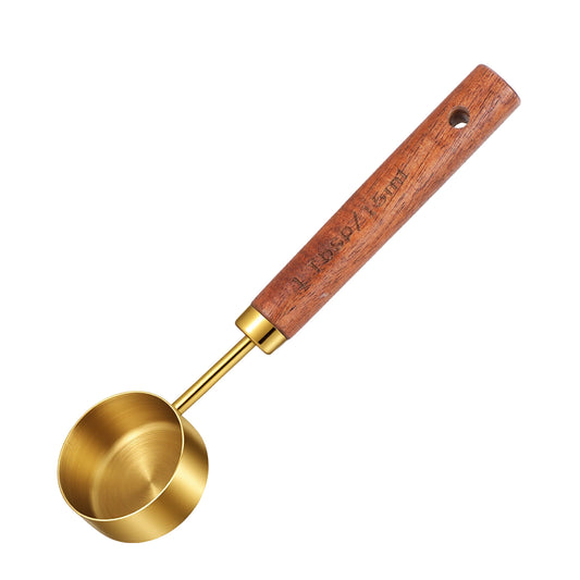 Coffee Measuring Spoon, Stainless Steel Coffee Scoop with Wood Handle - 1 Tablespoon/10g Capacity Measuring Spoon