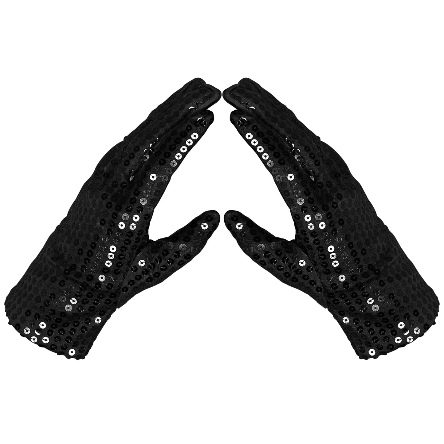 Lusofie Black Sequin Gloves Dress up Gloves Cosplay Costume Gloves for Adults MJ Halloween Costume Black Gloves for Dance or Performance Cosplay Party