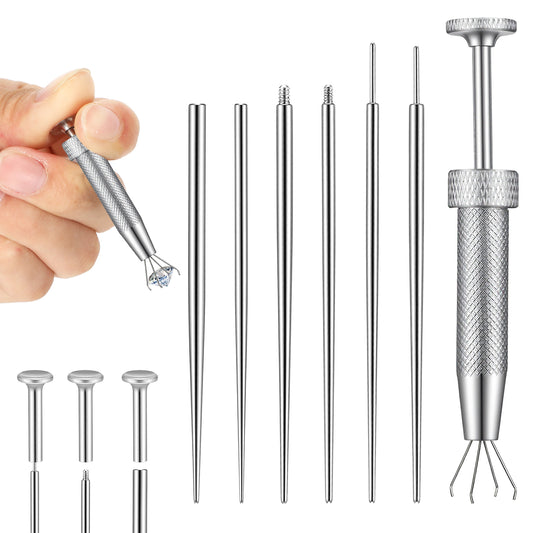 Tucnoeu Piercing Ball Grabber Tool, 7pcs Stainless Steel Piercing Taper Ball Grabber Tool for Changing Jewelry, 16G 18G Threaded and Threadless Insertion Pins for Ear/Nose/Lip/Eyebrow