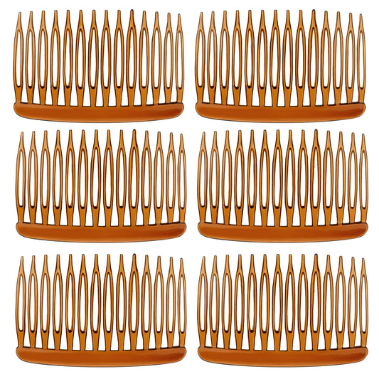 6Pcs French Twist Combs Plastic French Combs for Hair Hair Clip Combs Decorative Girls Women 14-Tooth Hair Combs for Women French Retro Style Accessories(Dark Coffee)