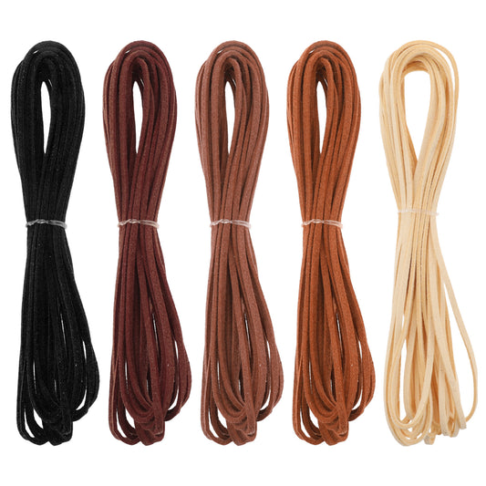 Leather Cord for Jewelry Making, Leather Strings for Crafting 5 Colors, 5.47 Yards Each (27.34 Total Yards) with 100 Clips