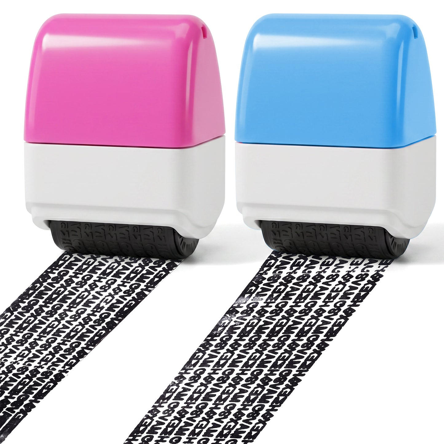 Identity Theft Protection Roller Stamp - 2Pcs Confidential Roller Stamp Practical Privacy Rollers Stamps for Mail Address ID Blackout Privacy & Security(Blue, Dark Pink)
