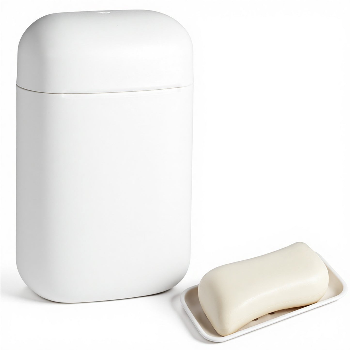 Soap Bar Case, Portable Travel Soap Dish with Drain Tray, Removable Leak-proof Soaps with Lid for Bathrooms, Travel, Gyms, Schools, Camping and Vacations (White)