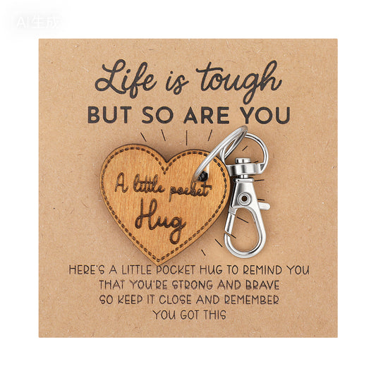 Josojoou Pockeit Hug Keychain, Inspiring Gifts for Women, Sober Gifts with nspirational Cards, for Parents, Family, Friends Inspirational and Meaningful
