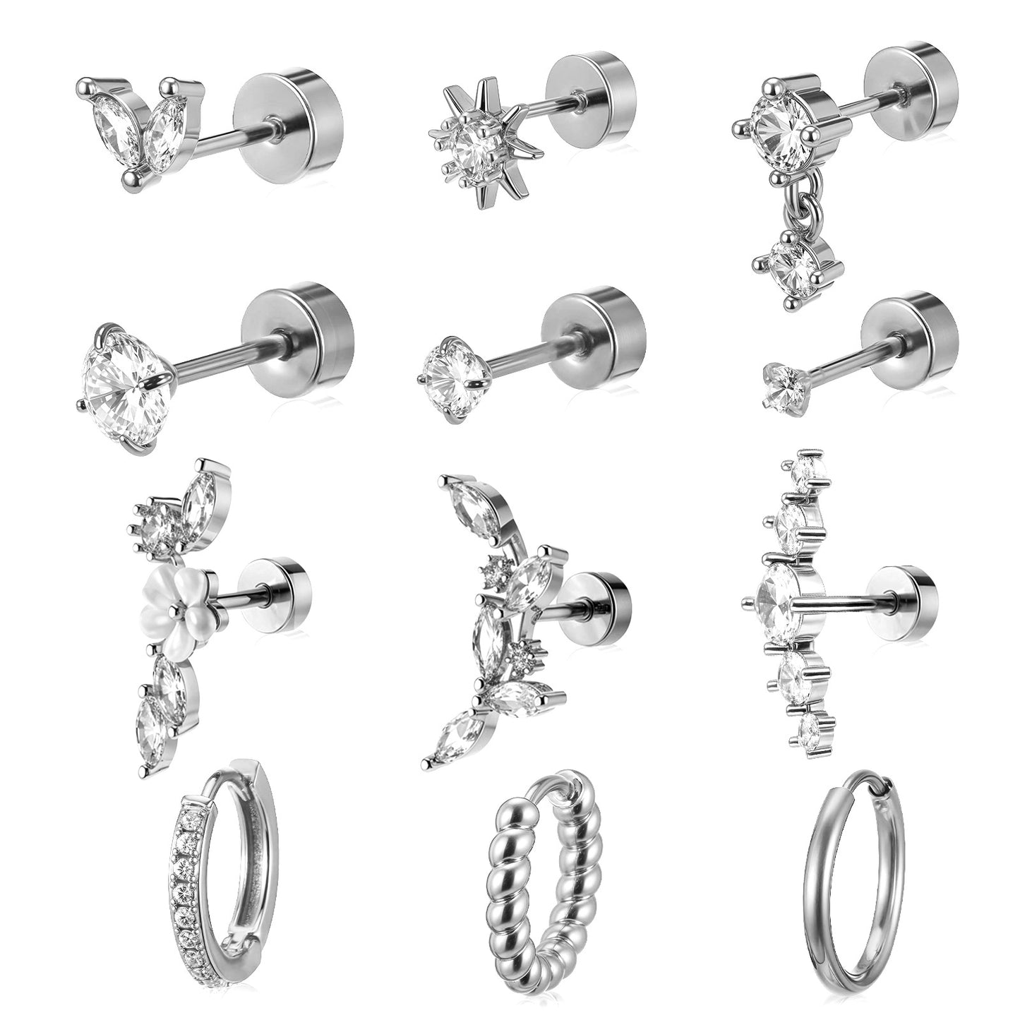 Stud Huggie Small Hoop Earrings Hypoallergenic Earrings Set