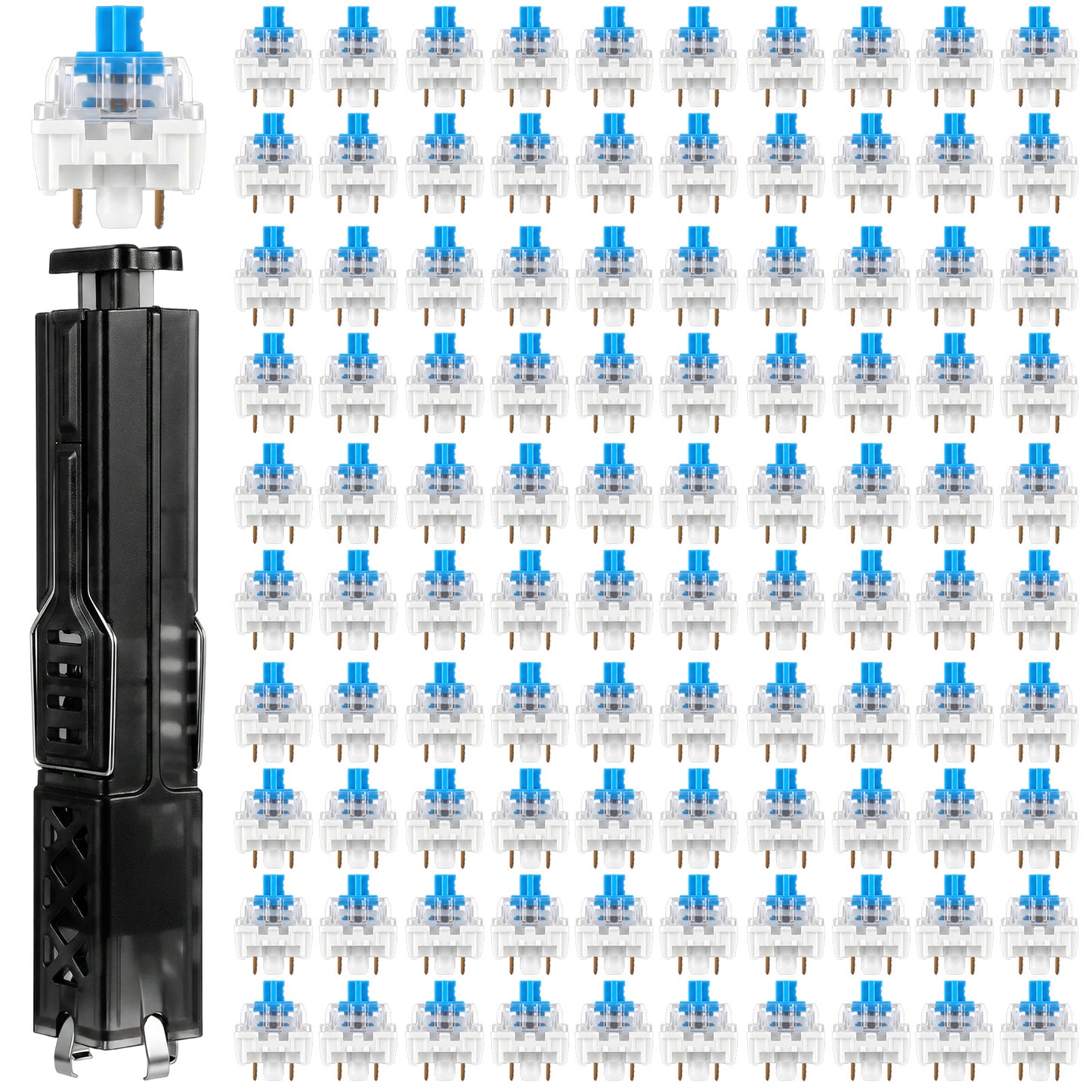 50Pcs 3 Pin Mechanical Keyboard Switches Clicker with Key Puller(Blue)