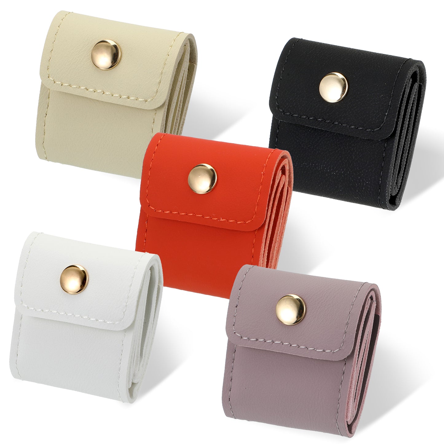 Tucnoeu 5pcs Mini Travel Jewelry Bag with Buckle, Small Jewelry Organizer, Portable Foldable Travel Jewelrys Roll, Mini Jewelrys Bags for Earrings, Necklaces, Rings, Anklet, Bracelets