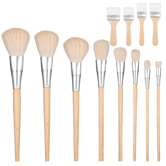 Lusofie Glaze Brushes for Pottery, 12Pcs Pottery Glaze Brushes Multipurpose Ceramic Brush Set for Acrylic Painting, Blending Mop Brush for Oil Pottery Art Painting