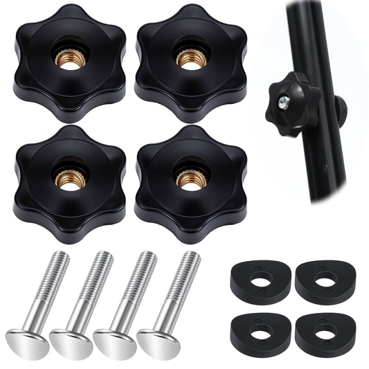 Telooco 4 Pcs Lawn Mower Handle Bolts Handle Knob And Screw Bolt Washer Kit Mower Knob Contains 4 Screws & 4 Washers for Repairing Snowplow and Lawn Mowers Parts (Black)