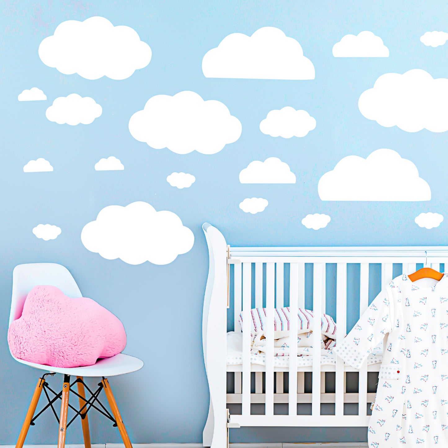 60 Pcs Cloud Wall Decals White Peel and Stick Cloud Decals for Walls Self Adhesive Wallpaper for Kids Room Bedroom Classroom
