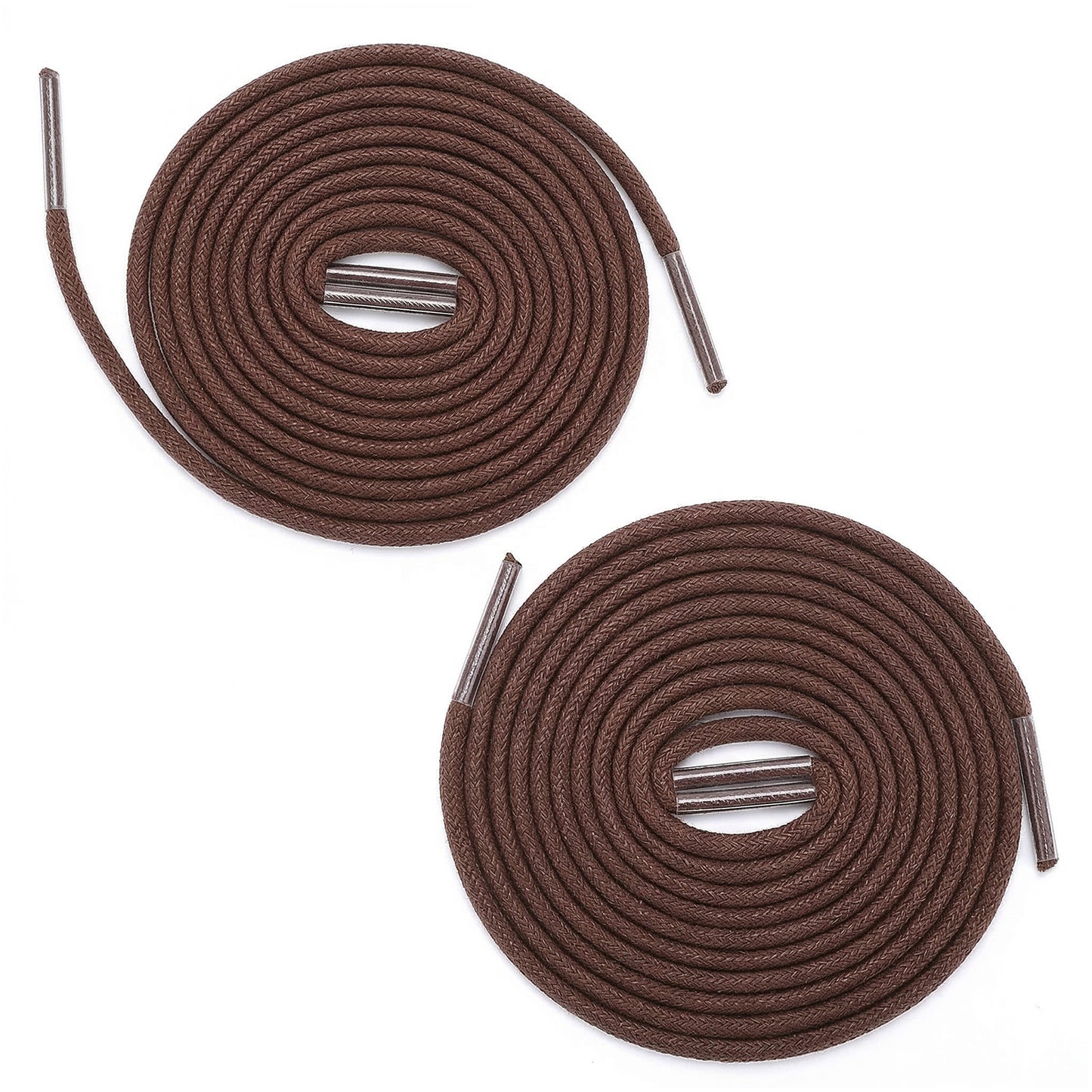 Lusofie 2Pairs Coffee Round Thin Shoe Laces 3MM Waxed Shoelaces Leather Shoes Laces Coffee Waxed Lace for Oxford Shoes Formal Dress Ankle Boots(1M, 0.8M)