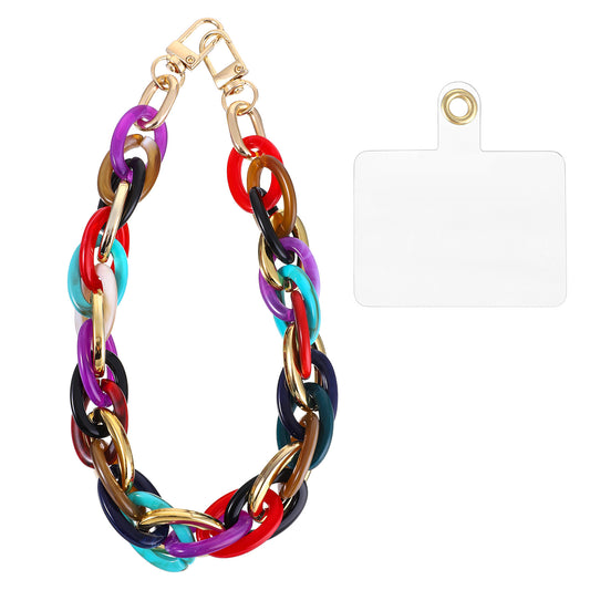 Yolev Phone Chain Wristlet Acrylic Phone Wrist Strap Detachable Phone Charms Wrist Strap with Tether Tab Chain for Phones Case Women (Colorful)