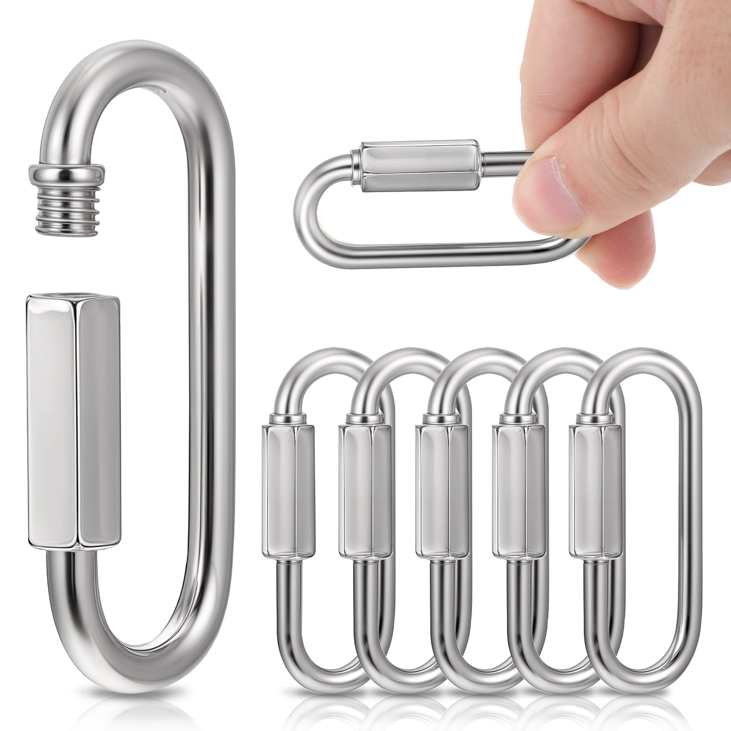 Lusofie Chain Quick Link 2.4 InchHeavy Duty Large Carabiner Screw Locking Carabiner Quick Link Chain Connector For Hammock Hanging, Big Chain Connecting, Hiking, Camping. 6 Pcs