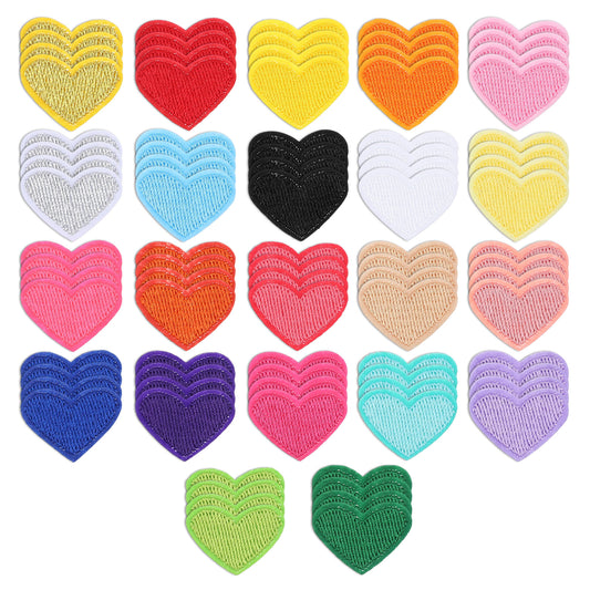 88 Pcs Embroidered Patches Iron on, Heart Iron on Patches, Sew on Applique Patch Bulk for Clothes, Jeans, Backpacks, Hats, Shoes, DIY, Repair Decoration(Colorful)