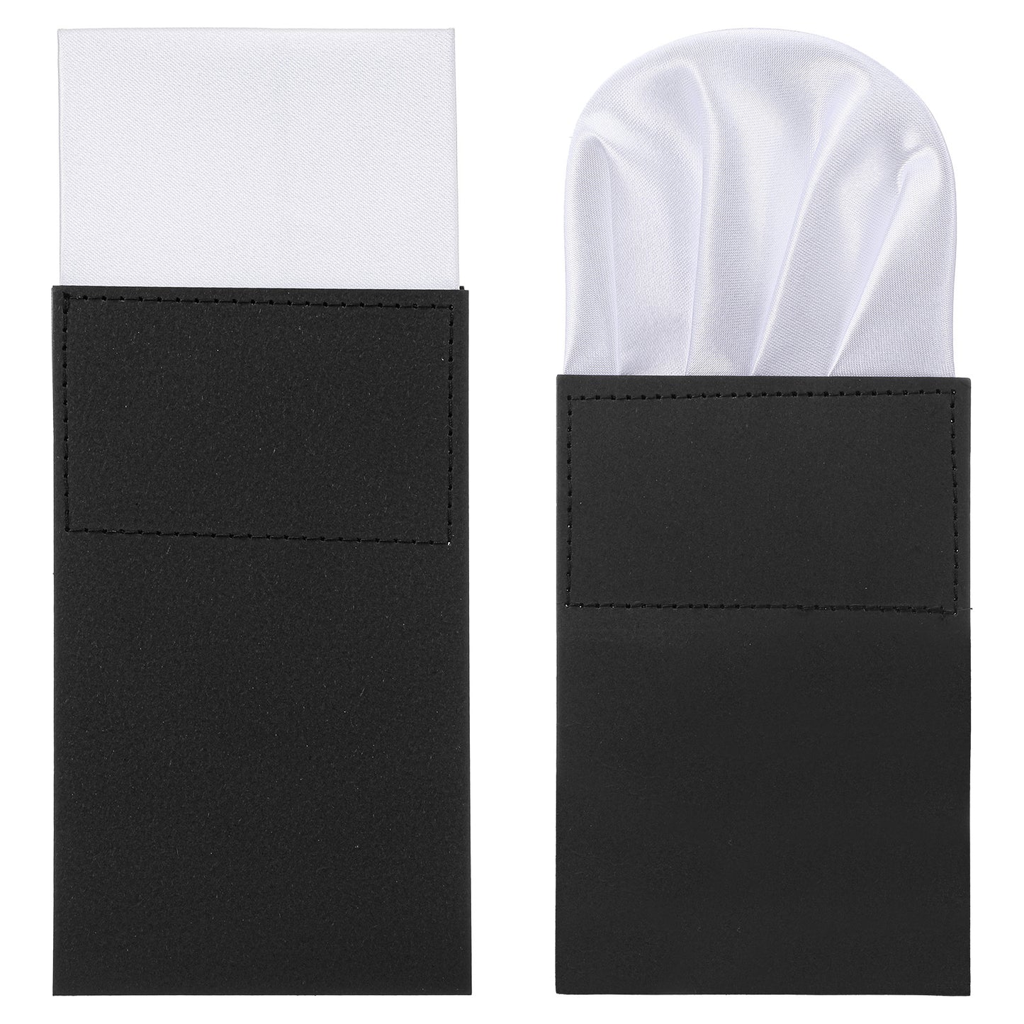 Yolev 2Pcs Prefolded Pocket Squares for Men Solid Color Men's Handkerchiefs on Card Circle and Square Mens Pocket Square for Business Wedding Jacket Tuxedo Suit Accessories