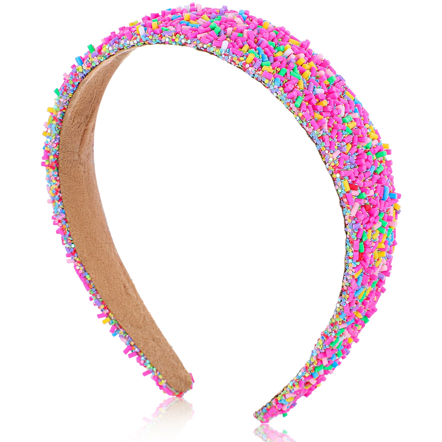 Pink Sprinkle Headband For Women, Wide Padded Donut Hairband, Fashion Hair Hoops, Girls Hair Accessories