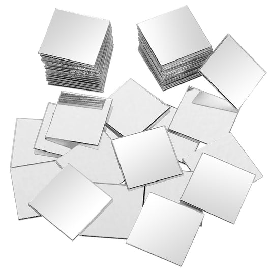 100 Pcs Square Mirror Stickers Acrylic Small Mirrors for Crafts Self-Adhesive Mini Mirrors Square Mirror Tiles for Crafts and DIY Projects Supplies Home Decoration (1 x 1 Inch)