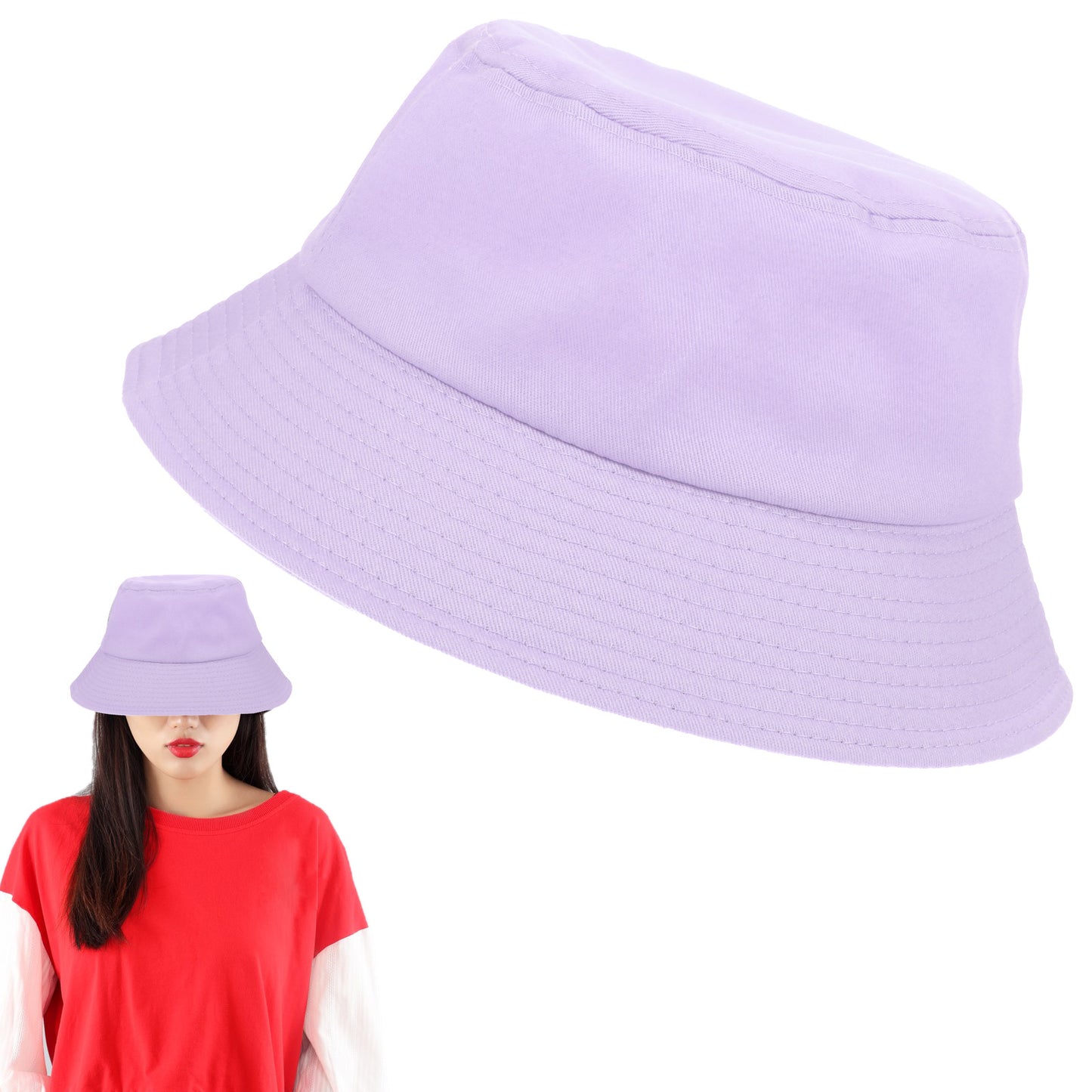 Yolev Unisex Bucket Hat Solid Colors Sun Hat with UV Protection Packable Summer Hats for Outdoor Sports (Light Purple)