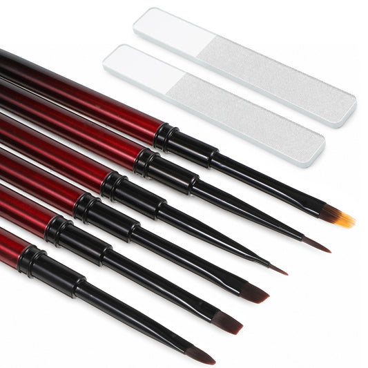 6Pcs Nail Art Brushes & 2Pcs Nano Nails File Nail Art Tools Nails Brush Set