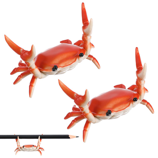 HekouJiub 2 Pcs Crab Pen Holder, Weightlifting Desk Crab Pen Holder, Creative Pencil Holders for Storing Small Items In Homes, Schools, Studios(Red)