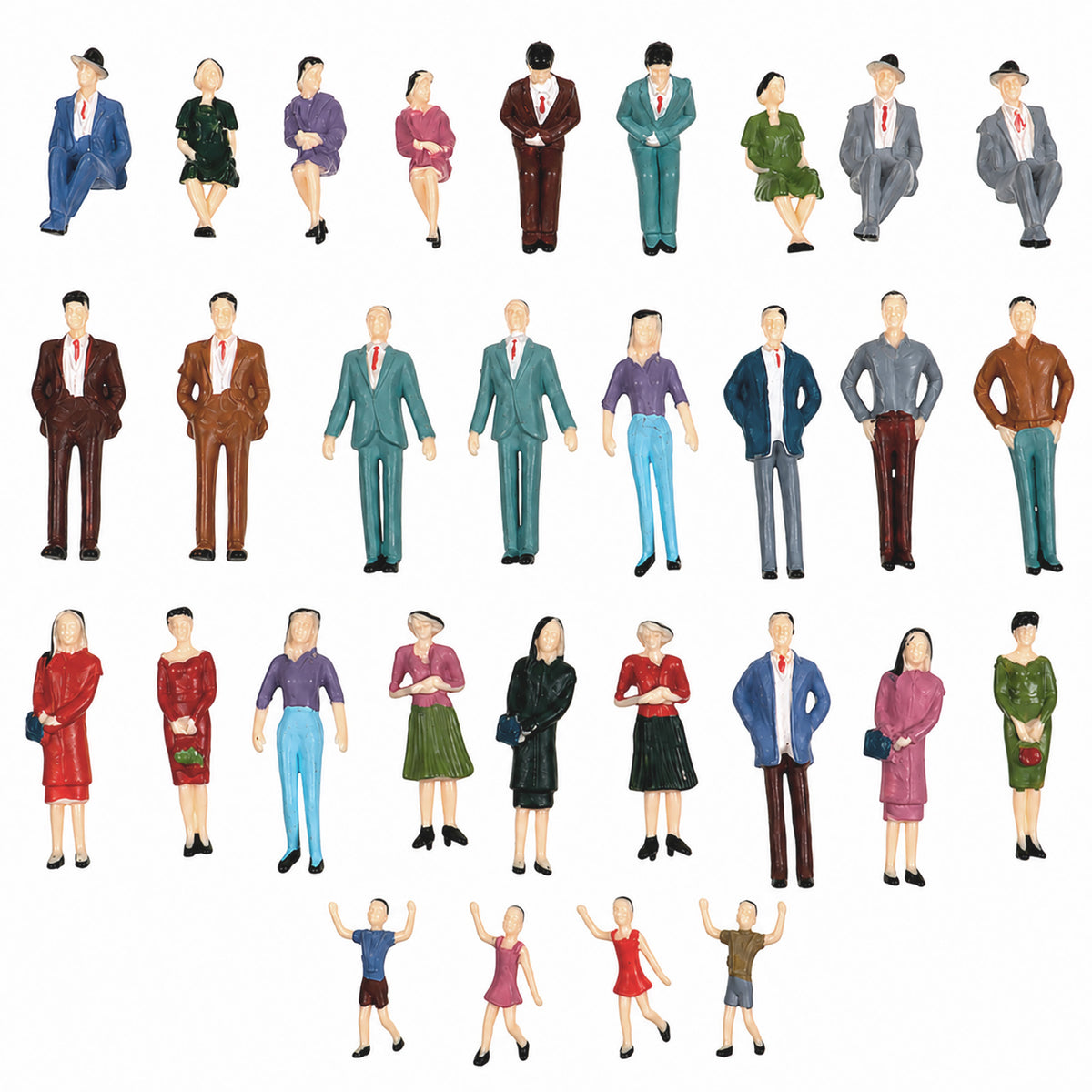 Mini People Figurines - 14pcs Sitting and Standing Miniature People Figurin