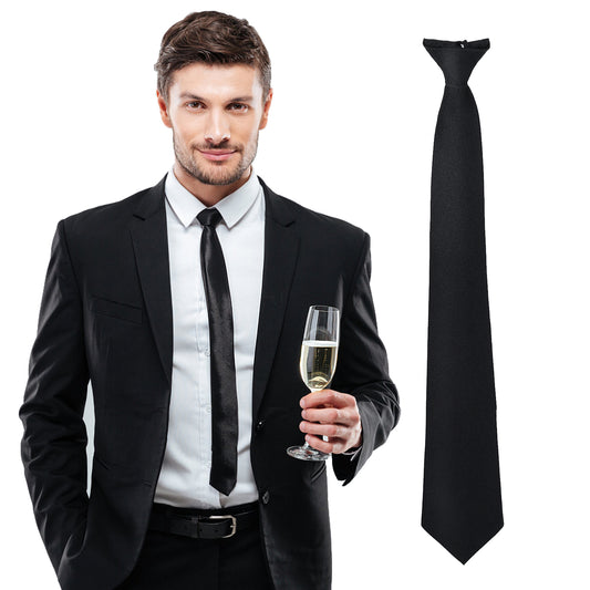 Tucnoeu Black Clip On Ties for Men,Solid Color 3.15" (8cm) Men's Neckties Suit and Tie,Premium Formal Black Ties for Men Business Wedding Party