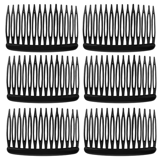 6 Pcs French Twist Combs Plastic French Combs for Hair Hair Clip Combs Decorative Girls Women 14-Tooth Hair Combs for Women French Retro Style Accessories (Black)