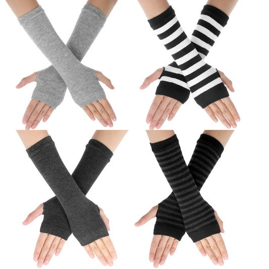 Lusofie Fingerless Gloves with Thumb Hole Soft Knitted Wrist Warmers