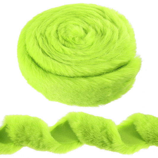 Lusofie Christmas Fur Trim Green Faux Fur Ribbon Trim Green Fur Fabric Roll for Garland Wreath Bows Santa Costume Sewing Christmas Tree Decor(1.97inch x 3 Yards)