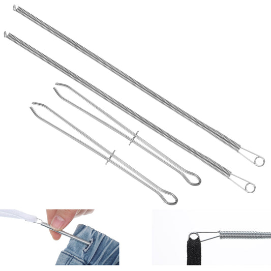 6pcs Drawstring Threader Tool Set, Stainless Steel Short Rope Threading Clips and Spring Drawstring Needle Threader for Hoodies, Pants, and Jackets
