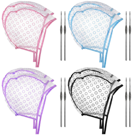 8Pcs Hair Highlight Cap with 2 Metal Crochet Hook for Salon